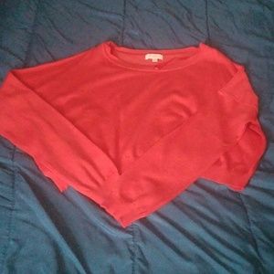 Coral long sleeve crop top